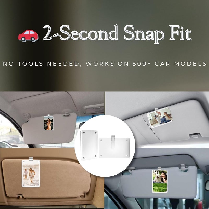 MOTOFITOOL Car Sun Visor Photo Holder, Car visor clip, Universal Magnetic Photo Clip, Car picture frame, Decorate your Car Visor Clip with Personality, Transparent, 2.4x3.5 Inch - Image 4